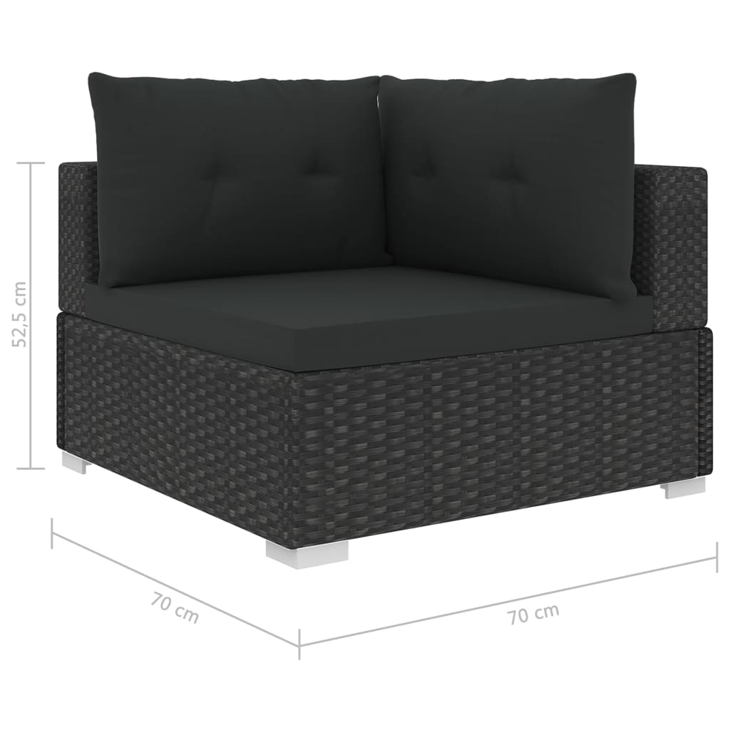 6-delige Loungeset met kussens poly rattan zwart Tuinsets | Creëer jouw Trendy Thuis | Gratis bezorgd & Retour | Trendy.nl