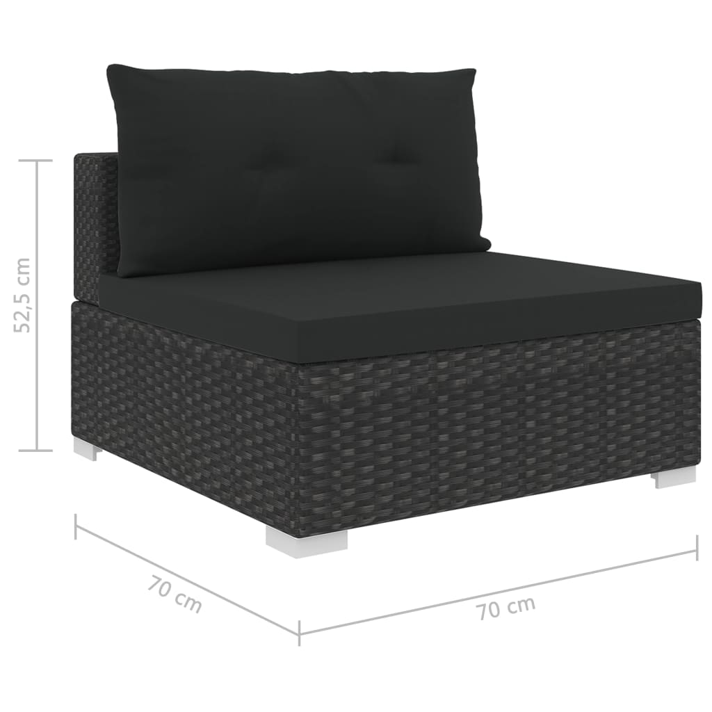 6-delige Loungeset met kussens poly rattan zwart Tuinsets | Creëer jouw Trendy Thuis | Gratis bezorgd & Retour | Trendy.nl