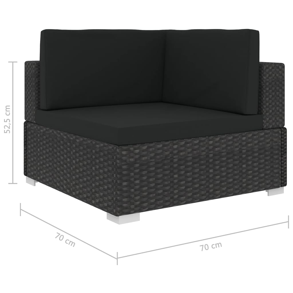 6-delige Loungeset met kussens poly rattan zwart Tuinsets | Creëer jouw Trendy Thuis | Gratis bezorgd & Retour | Trendy.nl