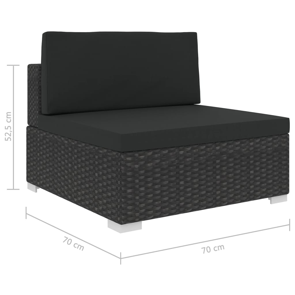 6-delige Loungeset met kussens poly rattan zwart Tuinsets | Creëer jouw Trendy Thuis | Gratis bezorgd & Retour | Trendy.nl