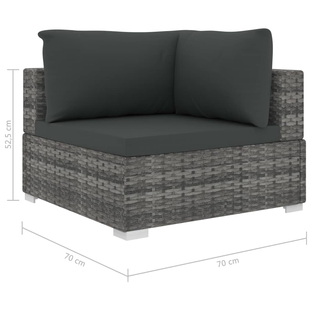 12-delige Loungeset met kussens poly rattan grijs