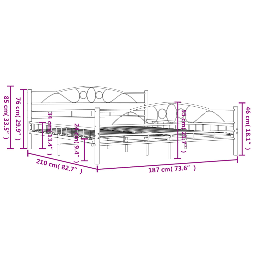 Bedframe metaal wit 180x200 cm