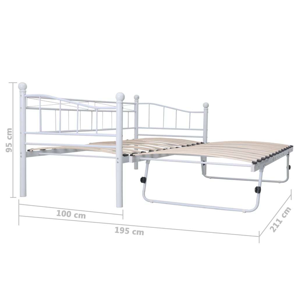 Bedframe staal wit 180x200/90x200 cm