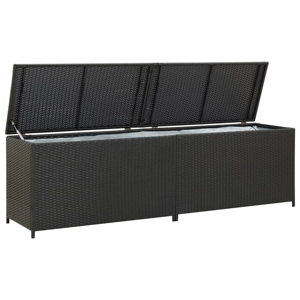 Tuinbox 200x50x60 cm poly rattan zwart Opbergboxen voor buiten | Creëer jouw Trendy Thuis | Gratis bezorgd & Retour | Trendy.nl