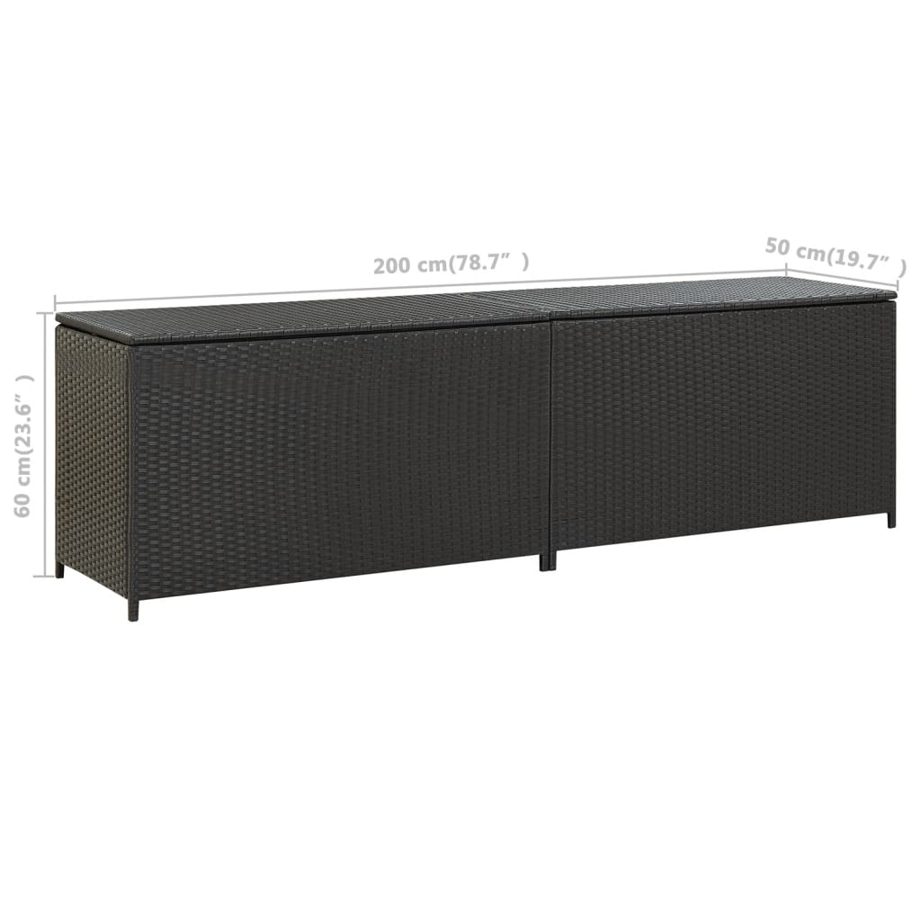 Tuinbox 200x50x60 cm poly rattan zwart Opbergboxen voor buiten | Creëer jouw Trendy Thuis | Gratis bezorgd & Retour | Trendy.nl