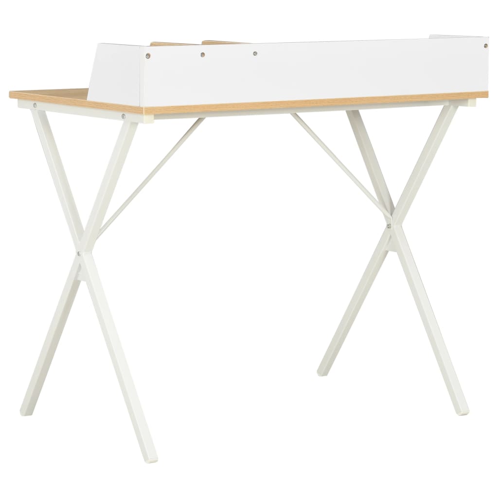 Bureau 80x50x84 cm wit en natuurlijk