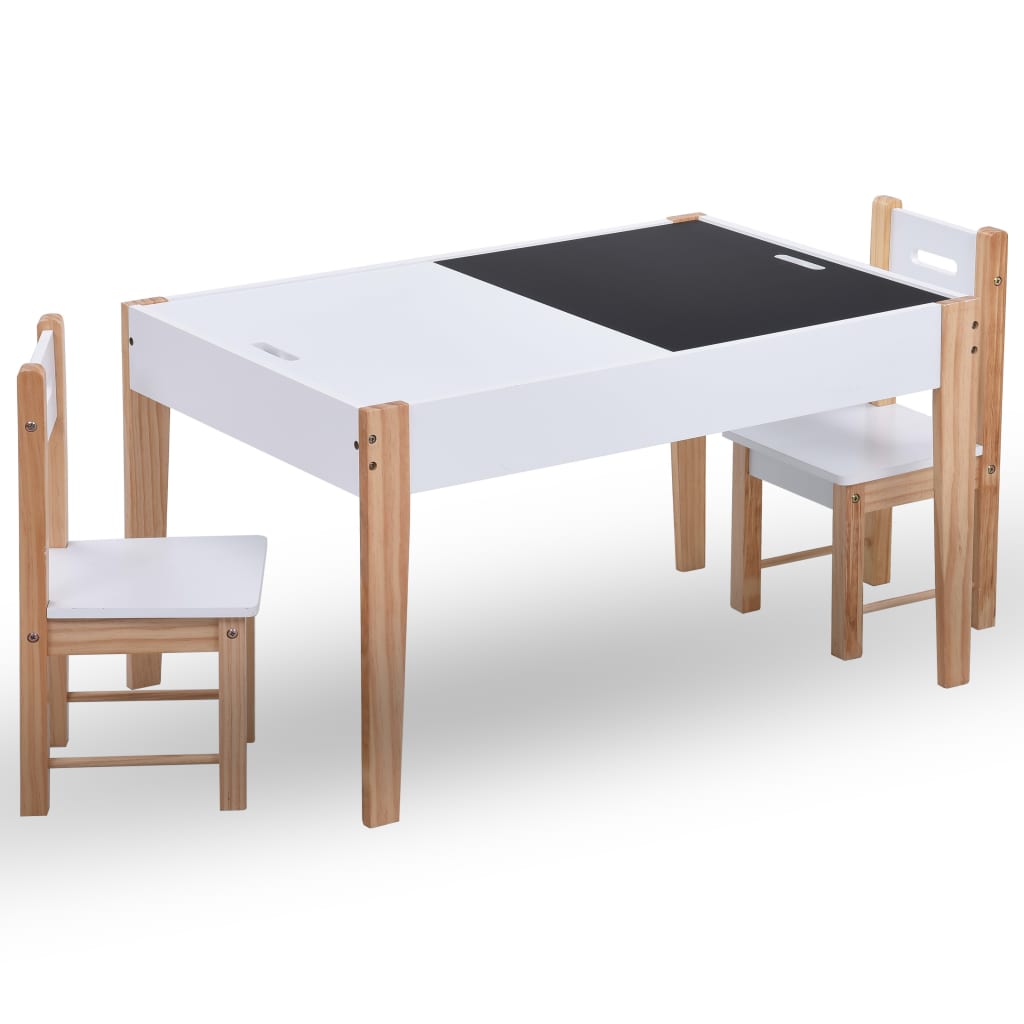 3-delige Kindertafel- en stoelenset krijtbord zwart en wit Meubelsets voor baby's & peuters | Creëer jouw Trendy Thuis | Gratis bezorgd & Retour | Trendy.nl