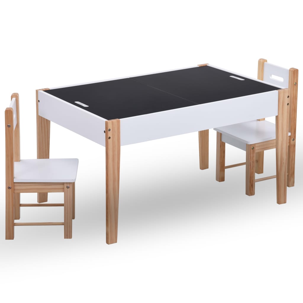 3-delige Kindertafel- en stoelenset krijtbord zwart en wit Meubelsets voor baby's & peuters | Creëer jouw Trendy Thuis | Gratis bezorgd & Retour | Trendy.nl