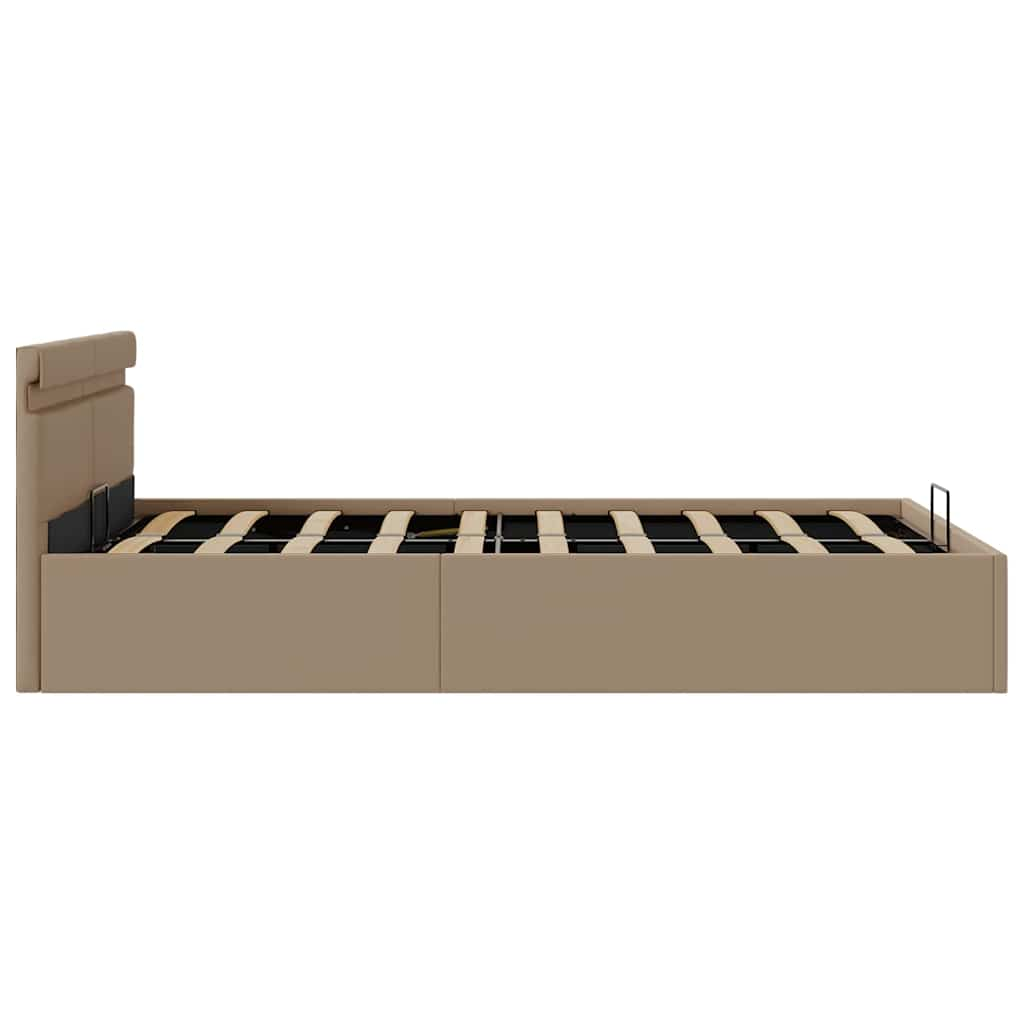 Bedframe met opslag en LED kunstleer cappuccino 120x200 cm