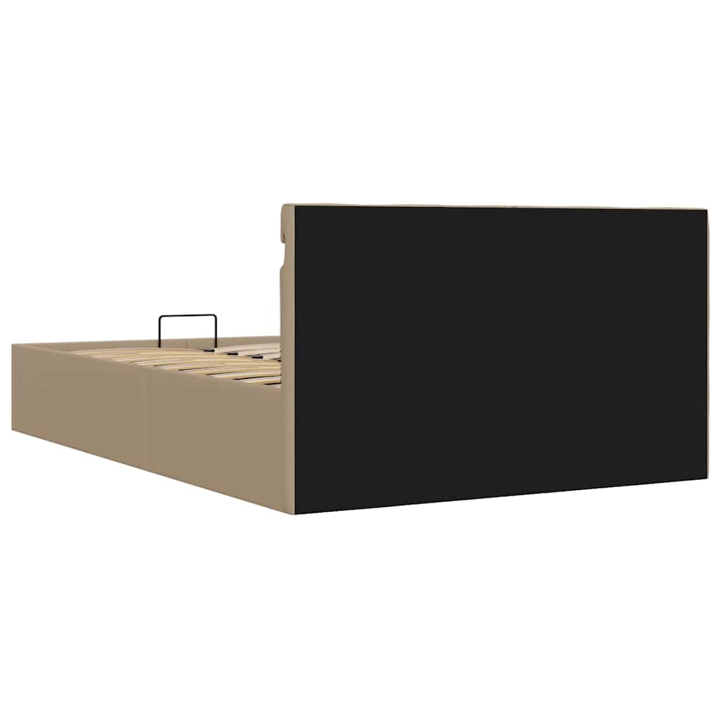 Bedframe met opslag en LED kunstleer cappuccino 120x200 cm