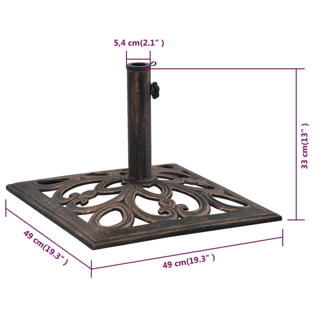 Parasolvoet 12 kg 49 cm gietijzer bronskleurig Parasolvoeten | Creëer jouw Trendy Thuis | Gratis bezorgd & Retour | Trendy.nl