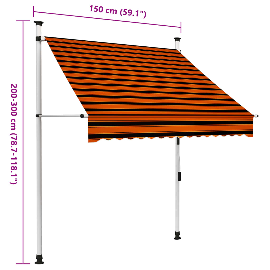 Luifel handmatig uittrekbaar 150 cm oranje en bruin Zonwering | Creëer jouw Trendy Thuis | Gratis bezorgd & Retour | Trendy.nl