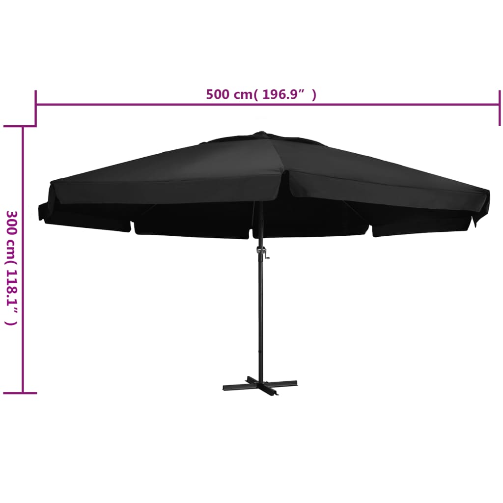 Parasol met aluminium paal 500 cm zwart Parasols en zonneschermen | Creëer jouw Trendy Thuis | Gratis bezorgd & Retour | Trendy.nl