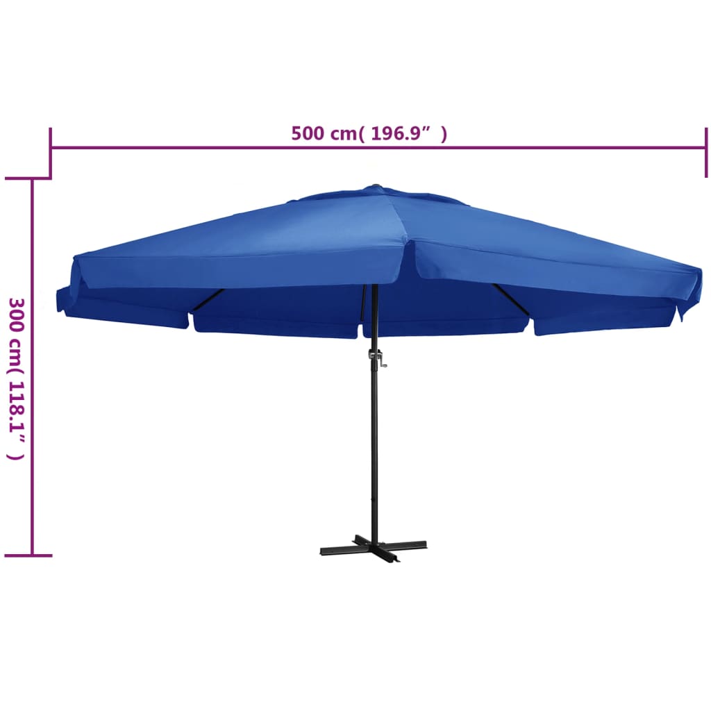 Parasol met aluminium paal 500 cm azuurblauw Parasols en zonneschermen | Creëer jouw Trendy Thuis | Gratis bezorgd & Retour | Trendy.nl