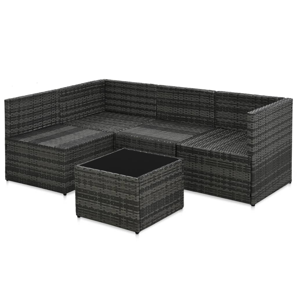 5-delige Loungeset met kussens poly rattan grijs Tuinsets | Creëer jouw Trendy Thuis | Gratis bezorgd & Retour | Trendy.nl