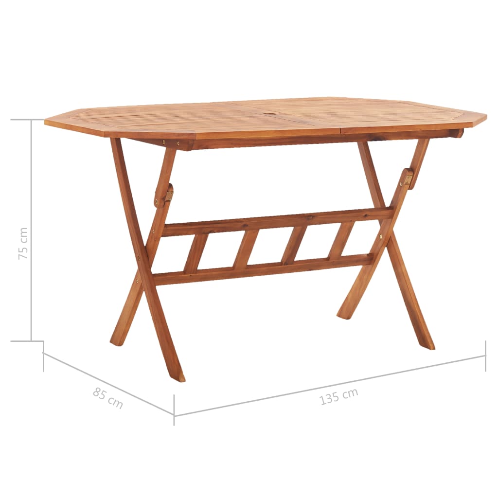 Tuintafel inklapbaar 135x85x75 cm massief acaciahout Tuintafels | Creëer jouw Trendy Thuis | Gratis bezorgd & Retour | Trendy.nl