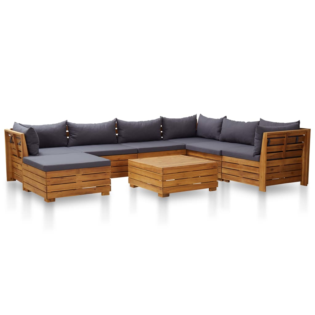 8-delige Loungeset met kussens acaciahout donkergrijs Tuinsets | Creëer jouw Trendy Thuis | Gratis bezorgd & Retour | Trendy.nl