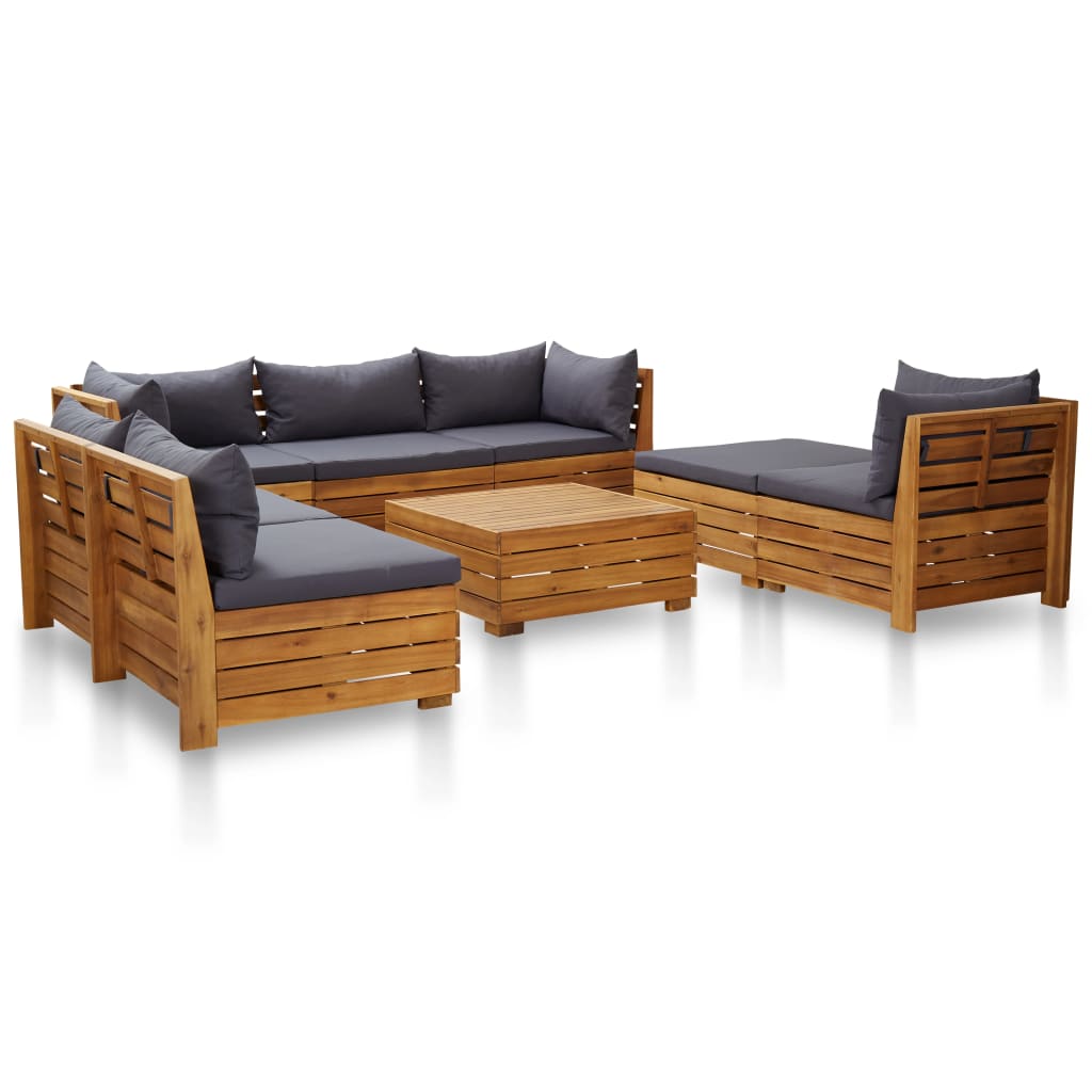 8-delige Loungeset met kussens acaciahout donkergrijs Tuinsets | Creëer jouw Trendy Thuis | Gratis bezorgd & Retour | Trendy.nl