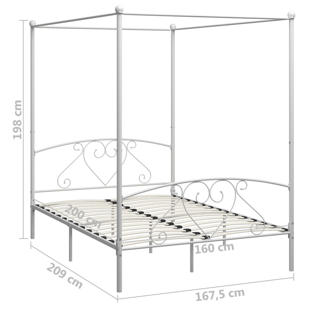 Hemelbedframe metaal wit 160x200 cm