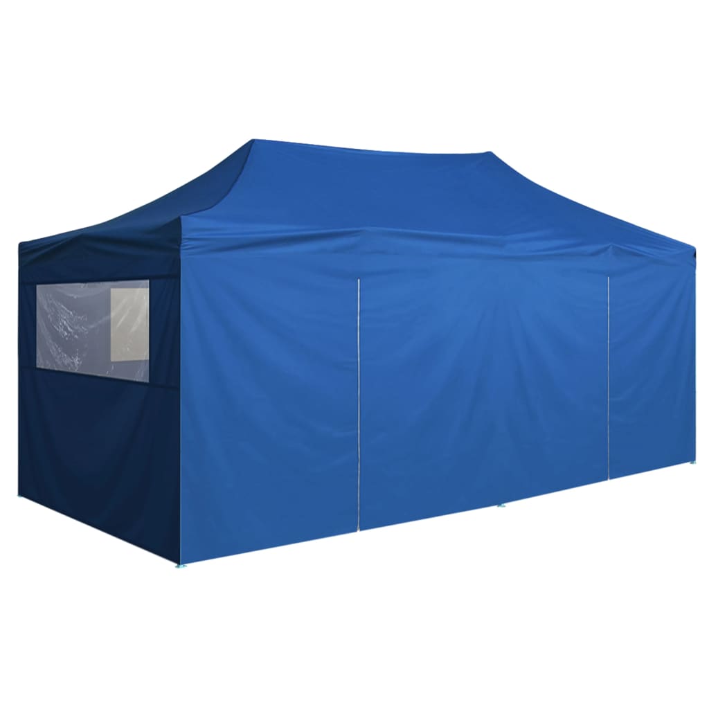 Partytent met 4 zijwanden inklapbaar 3x6 m staal blauw Partytenten & prieëlen | Creëer jouw Trendy Thuis | Gratis bezorgd & Retour | Trendy.nl