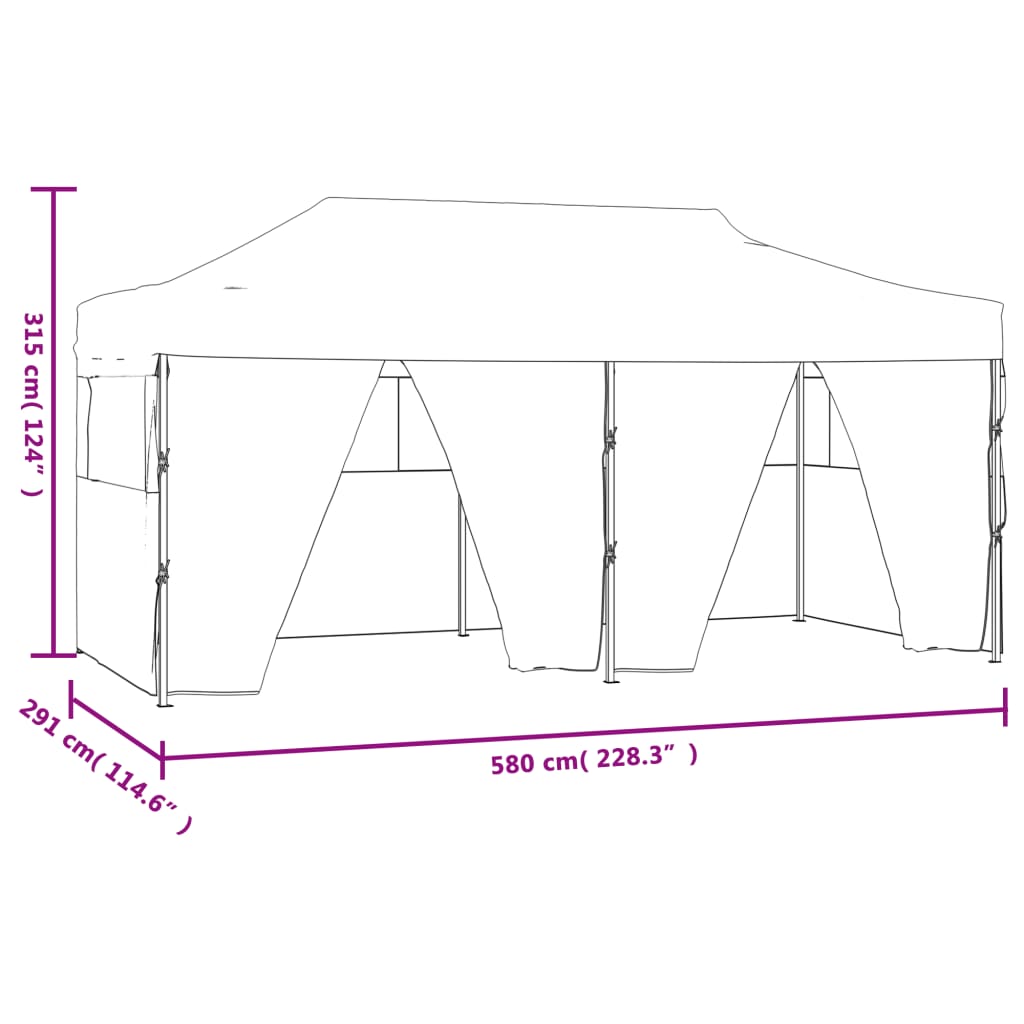 Partytent met 4 zijwanden inklapbaar 3x6 m staal crème Partytenten & prieëlen | Creëer jouw Trendy Thuis | Gratis bezorgd & Retour | Trendy.nl