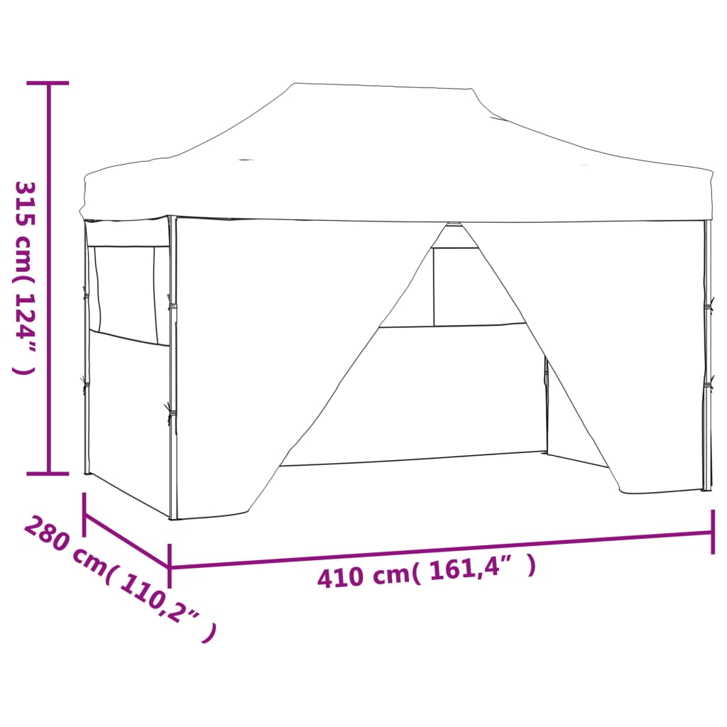 Partytent met 4 zijwanden inklapbaar 3x4 m staal antraciet Partytenten & prieëlen | Creëer jouw Trendy Thuis | Gratis bezorgd & Retour | Trendy.nl