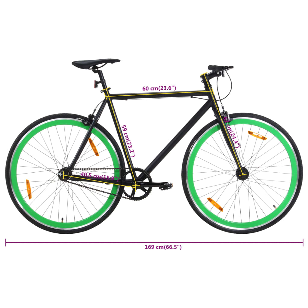 Fiets met vaste versnelling 700 c 59 cm zwart en groen Fietsen | Creëer jouw Trendy Thuis | Gratis bezorgd & Retour | Trendy.nl