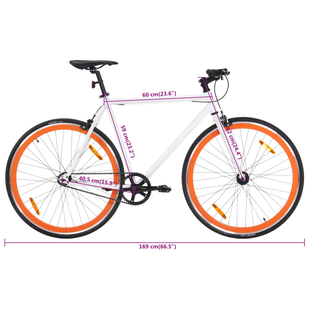 Fiets met vaste versnelling 700 c 59 cm wit en oranje Fietsen | Creëer jouw Trendy Thuis | Gratis bezorgd & Retour | Trendy.nl