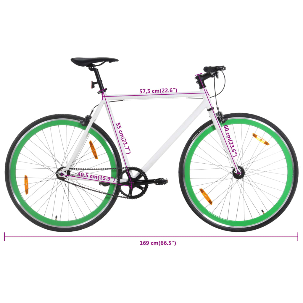 Fiets met vaste versnelling 700 c 55 cm wit en groen Fietsen | Creëer jouw Trendy Thuis | Gratis bezorgd & Retour | Trendy.nl