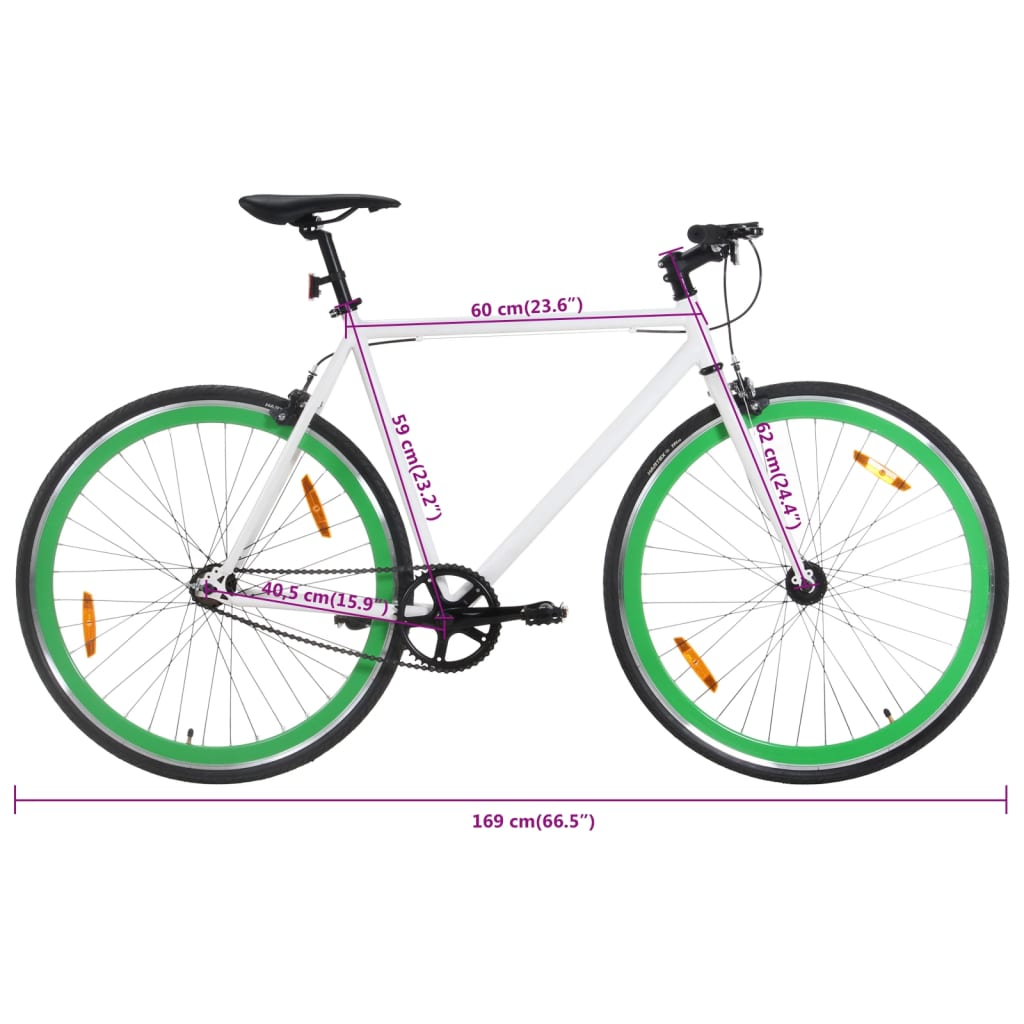 Fiets met vaste versnelling 700 c 59 cm wit en groen Fietsen | Creëer jouw Trendy Thuis | Gratis bezorgd & Retour | Trendy.nl