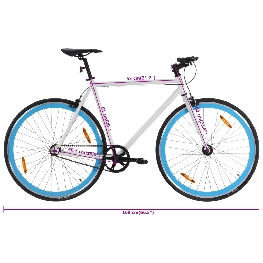 Fiets met vaste versnelling 700 c 51 cm wit en blauw Fietsen | Creëer jouw Trendy Thuis | Gratis bezorgd & Retour | Trendy.nl