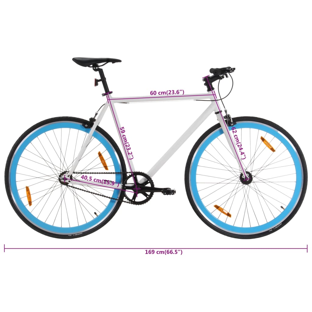 Fiets met vaste versnelling 700 c 59 cm wit en blauw Fietsen | Creëer jouw Trendy Thuis | Gratis bezorgd & Retour | Trendy.nl