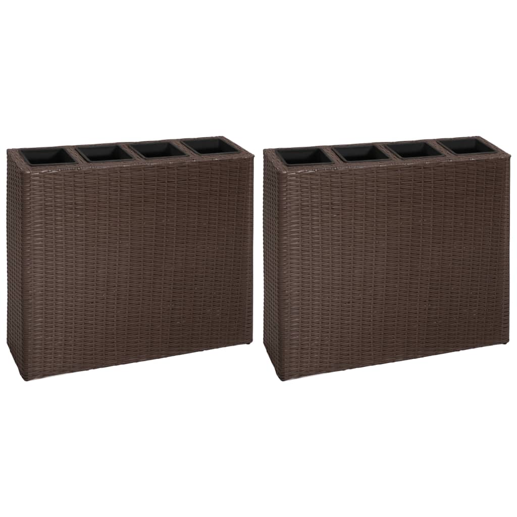 Plantenbak verhoogd met 4 potten 2 st poly rattan bruin Bloempotten & plantenbakken | Creëer jouw Trendy Thuis | Gratis bezorgd & Retour | Trendy.nl