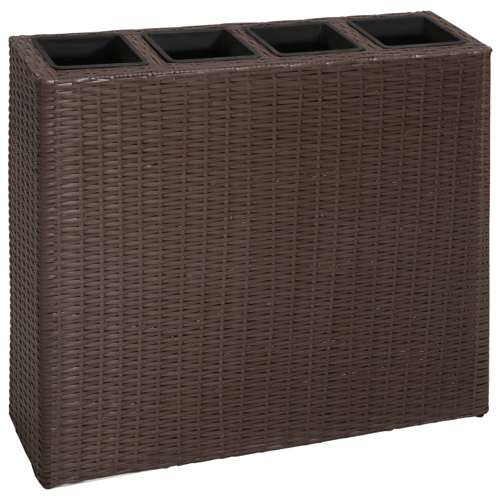 Plantenbak verhoogd met 4 potten 2 st poly rattan bruin Bloempotten & plantenbakken | Creëer jouw Trendy Thuis | Gratis bezorgd & Retour | Trendy.nl