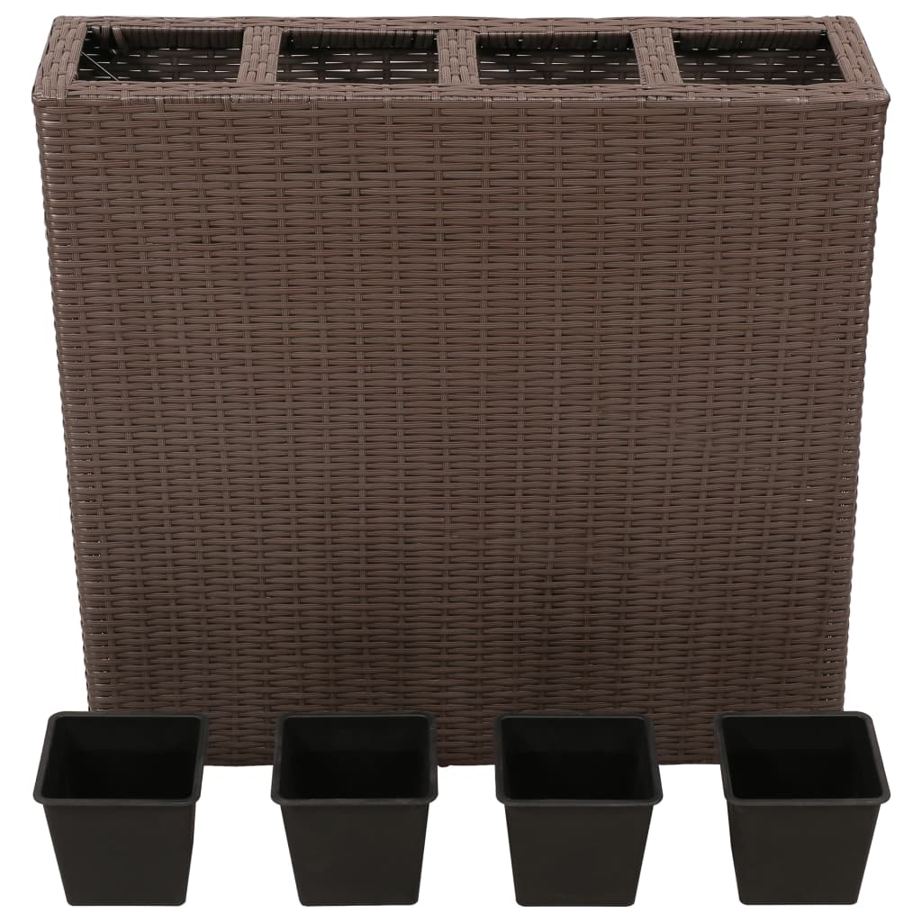 Plantenbak verhoogd met 4 potten 2 st poly rattan bruin Bloempotten & plantenbakken | Creëer jouw Trendy Thuis | Gratis bezorgd & Retour | Trendy.nl