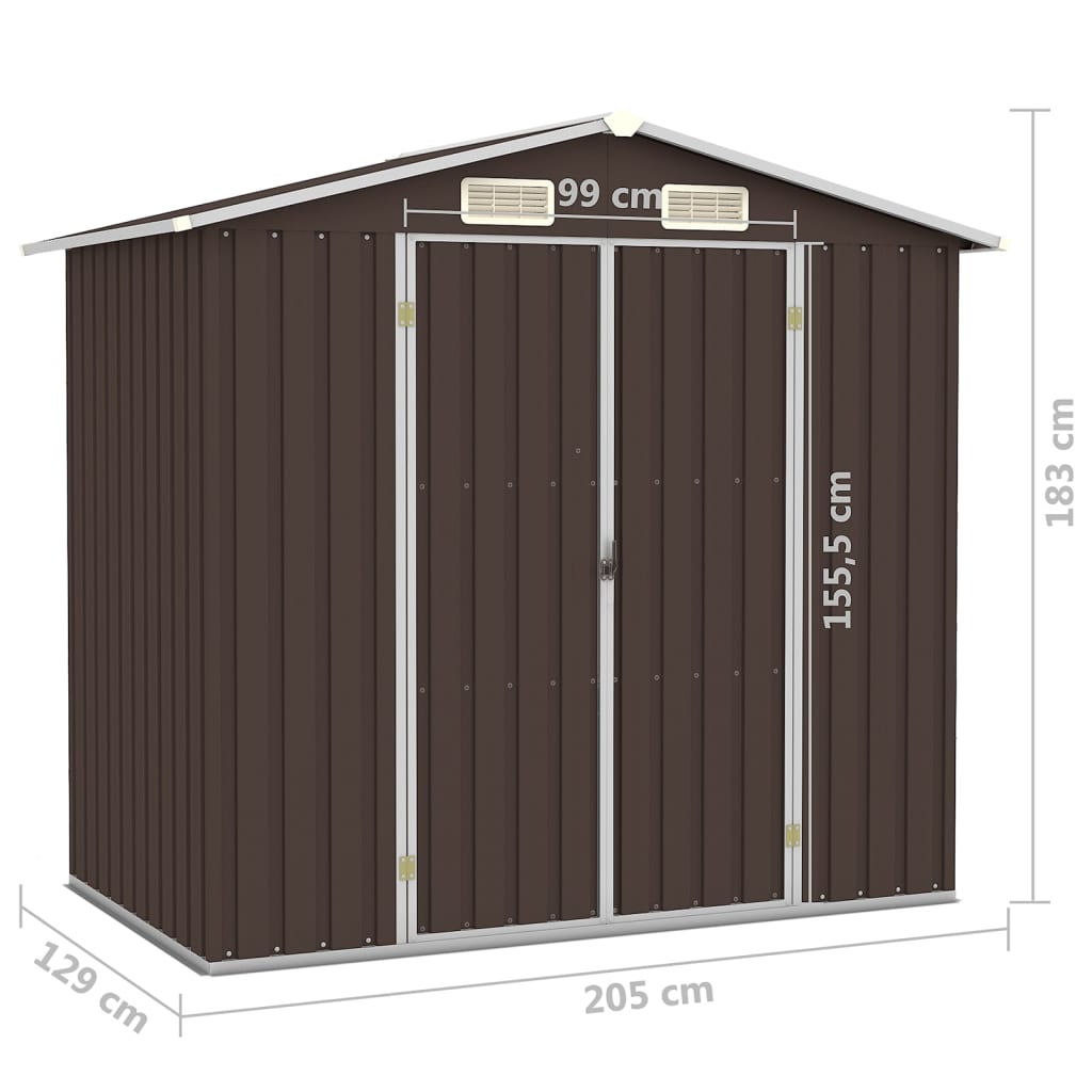 Tuinschuur 205x129x183 cm gegalvaniseerd staal bruin Tuinhuizen | Creëer jouw Trendy Thuis | Gratis bezorgd & Retour | Trendy.nl