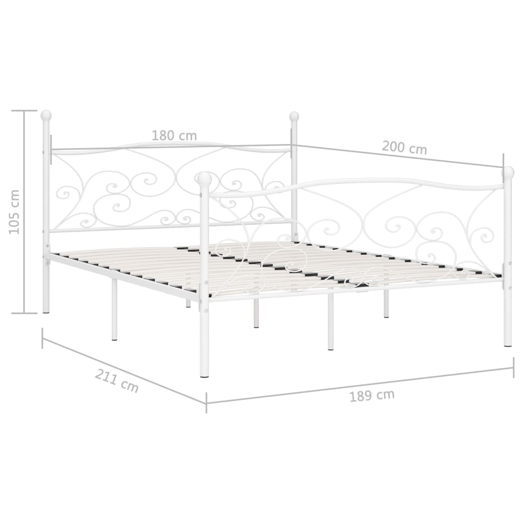 Bedframe met lattenbodem metaal wit 180x200 cm