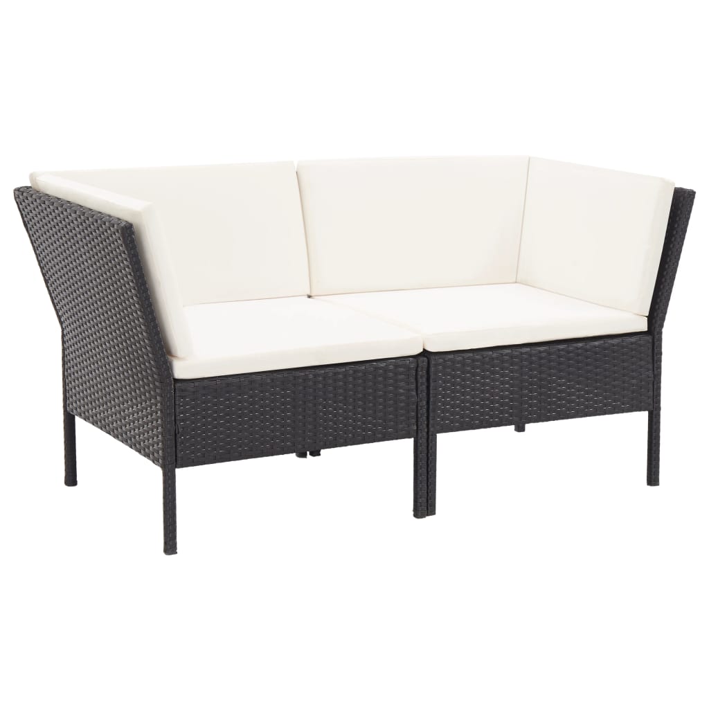 6-delige Loungeset met kussens poly rattan zwart Tuinsets | Creëer jouw Trendy Thuis | Gratis bezorgd & Retour | Trendy.nl