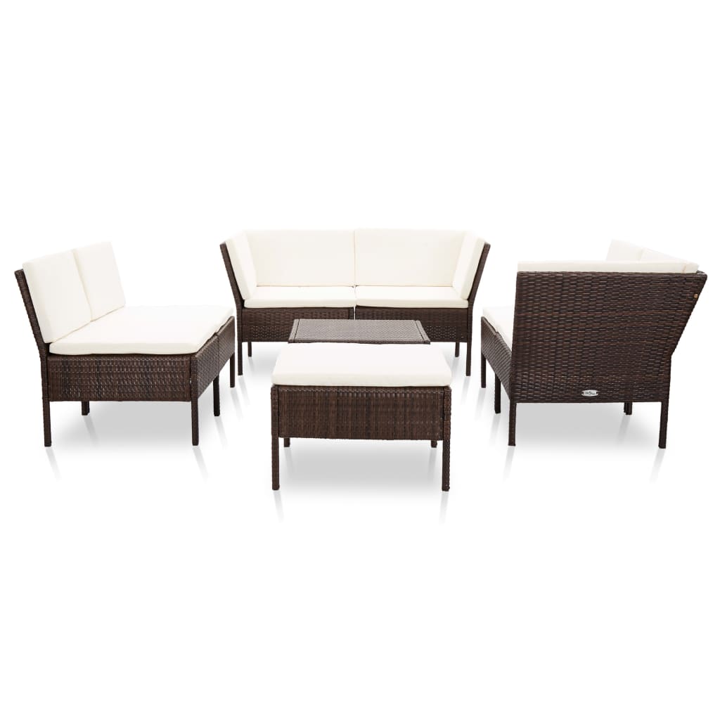 8-delige Loungeset met kussens poly rattan bruin Tuinsets | Creëer jouw Trendy Thuis | Gratis bezorgd & Retour | Trendy.nl