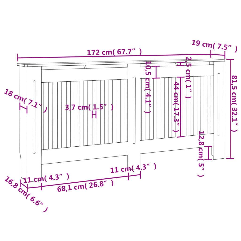 Radiatorombouw 172x19x81,5 cm MDF zwart Accessoires voor radiators | Creëer jouw Trendy Thuis | Gratis bezorgd & Retour | Trendy.nl