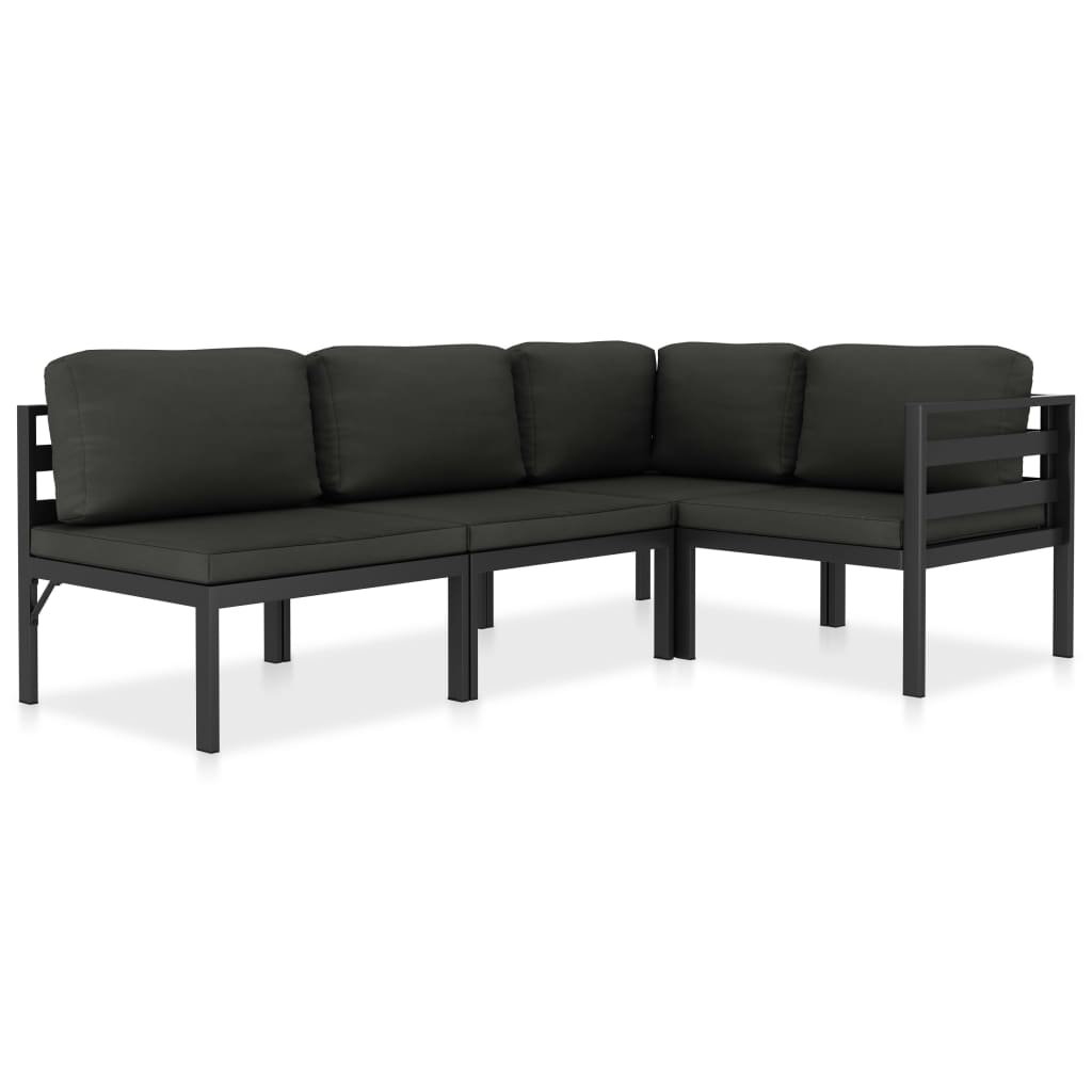 4-delige Loungeset met kussens aluminium antraciet Tuinsets | Creëer jouw Trendy Thuis | Gratis bezorgd & Retour | Trendy.nl