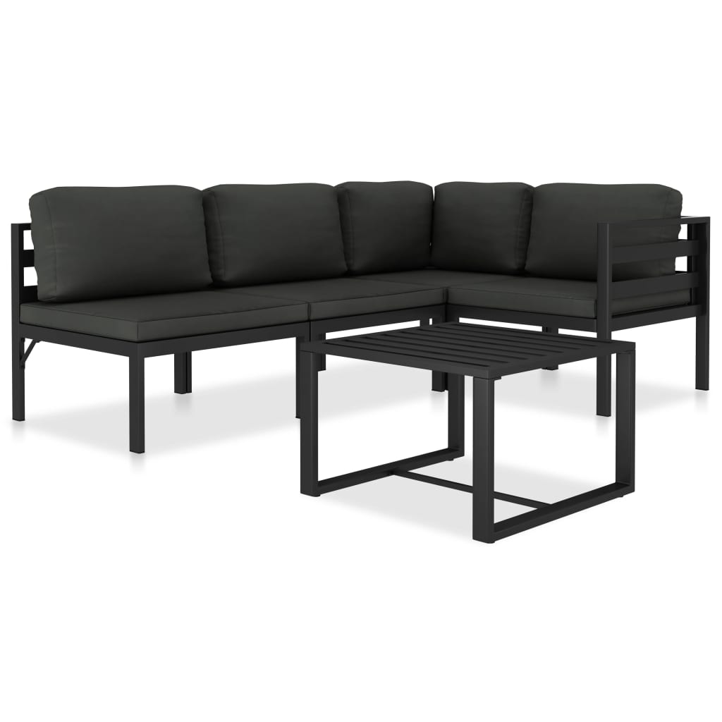 5-delige Loungeset met kussens aluminium antraciet Tuinsets | Creëer jouw Trendy Thuis | Gratis bezorgd & Retour | Trendy.nl