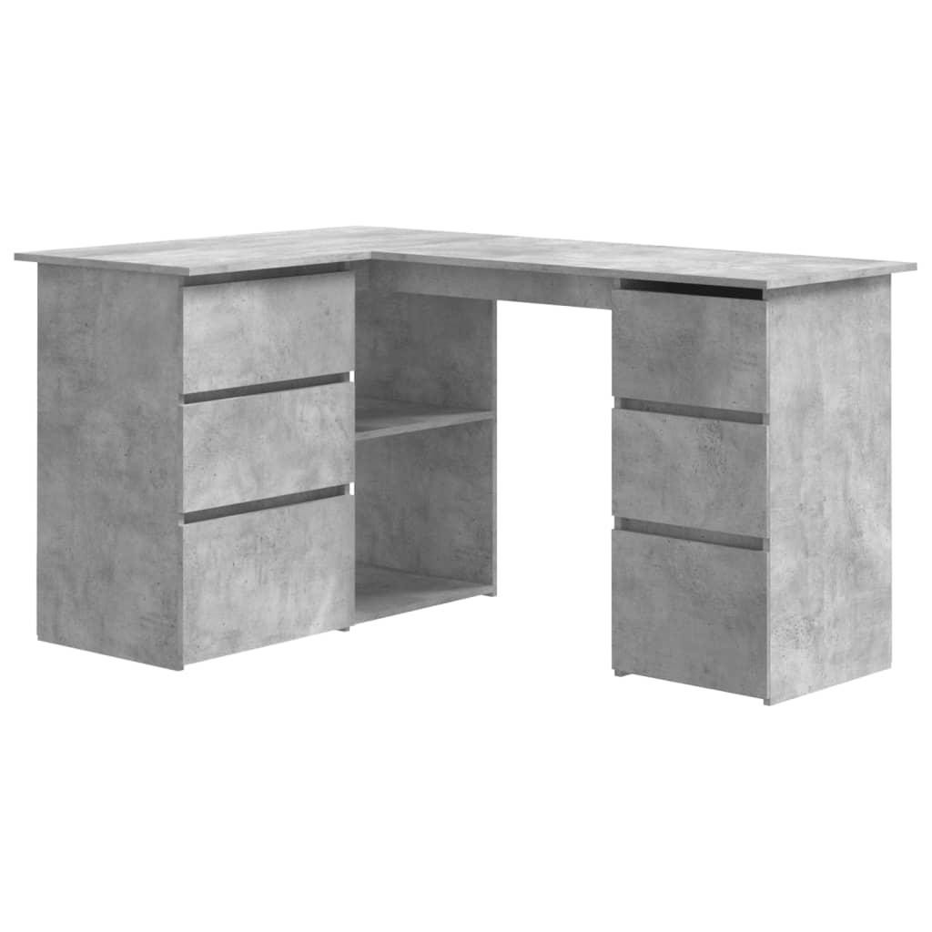 Hoekbureau 145x100x76 cm bewerkt hout betongrijs