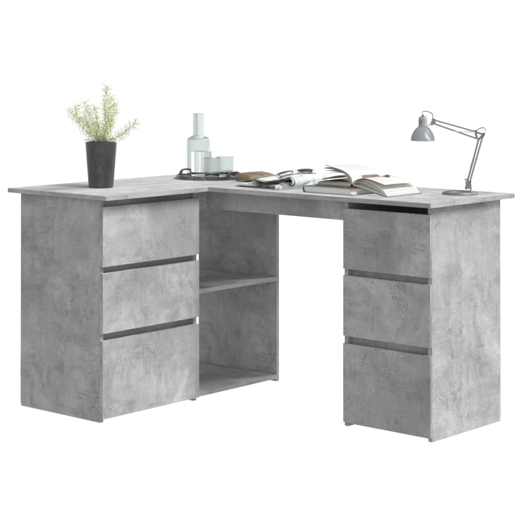 Hoekbureau 145x100x76 cm bewerkt hout betongrijs