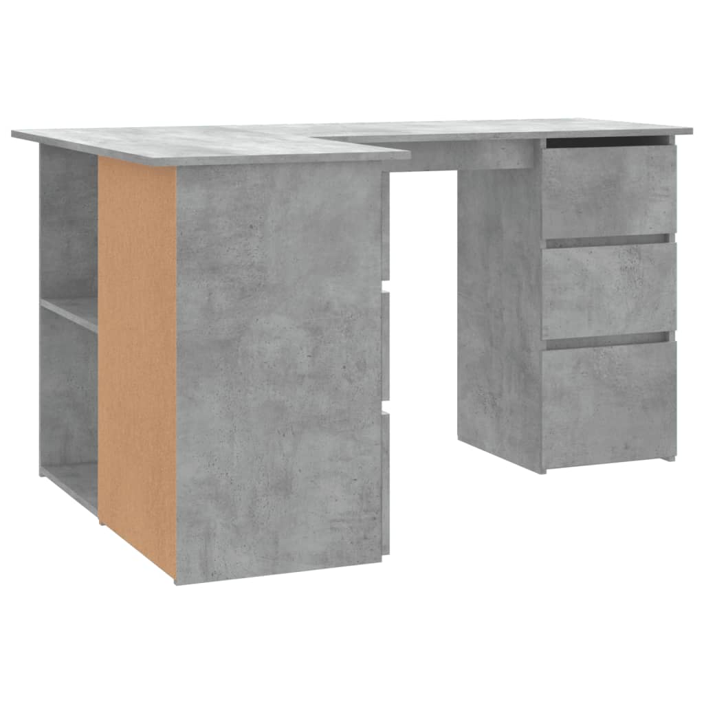 Hoekbureau 145x100x76 cm bewerkt hout betongrijs