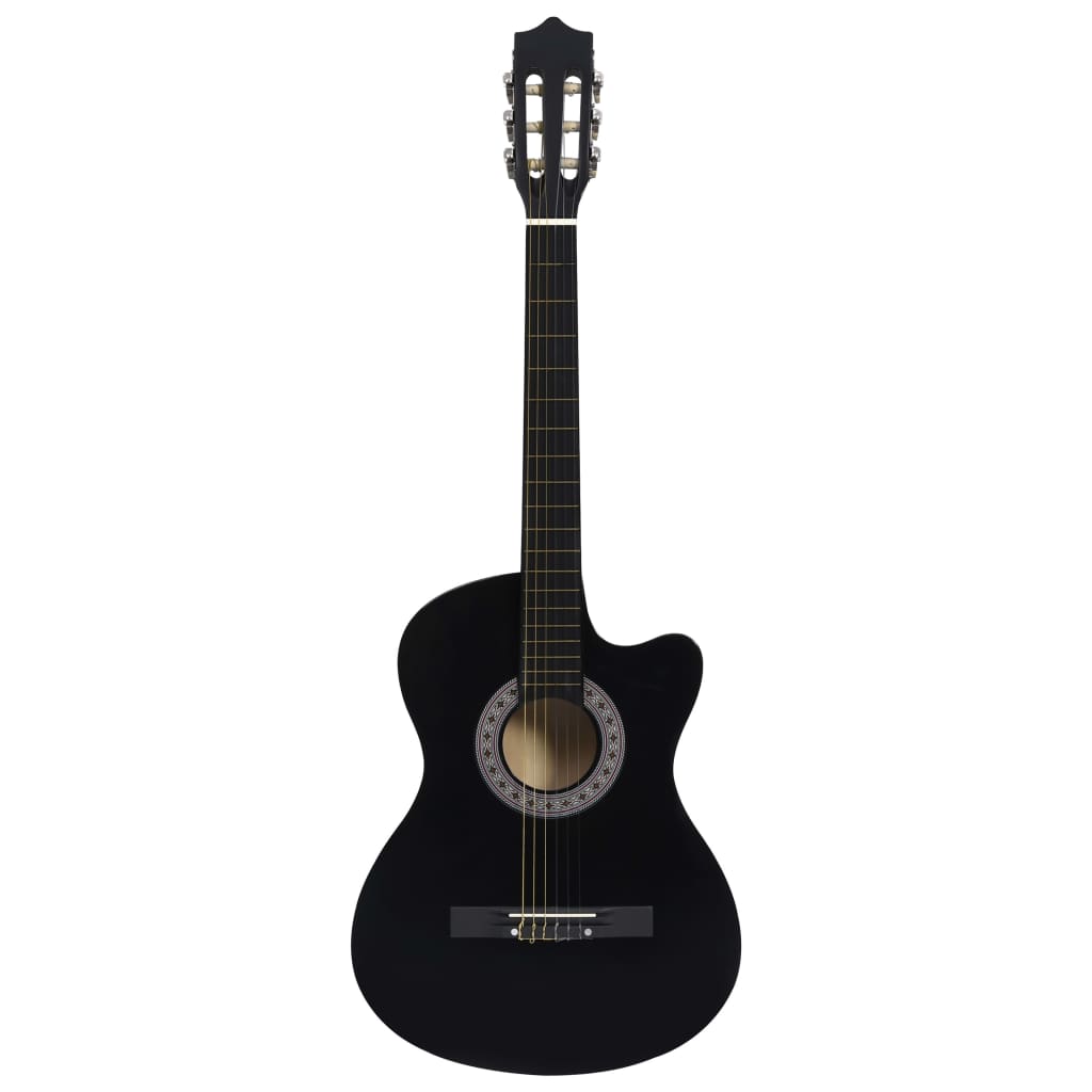 Gitaar cutaway met 6 snaren western klassiek 38" zwart