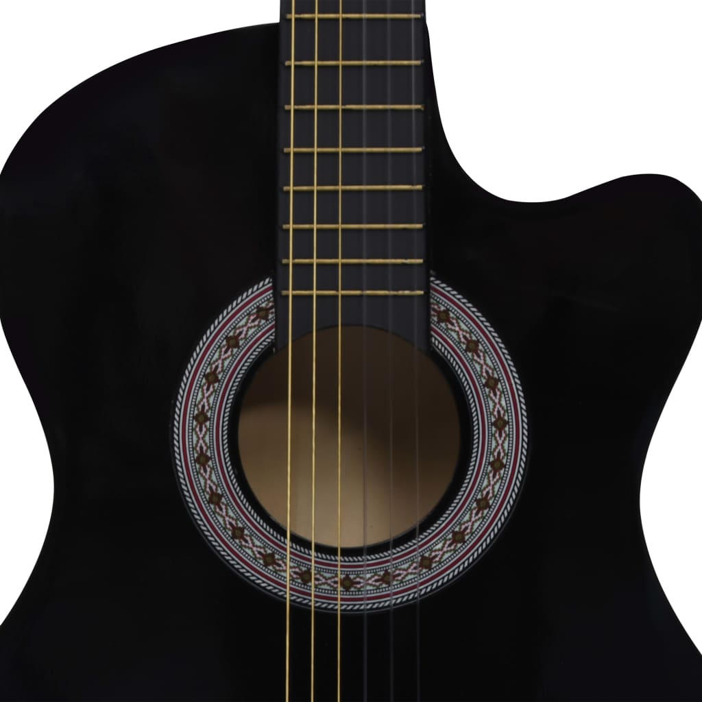 Gitaar cutaway met 6 snaren western klassiek 38" zwart