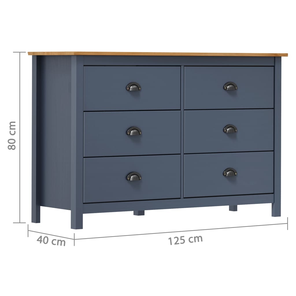 Dressoir Hill 125x40x80 cm massief grenenhout grijs Dressoirs & buffetkasten | Creëer jouw Trendy Thuis | Gratis bezorgd & Retour | Trendy.nl