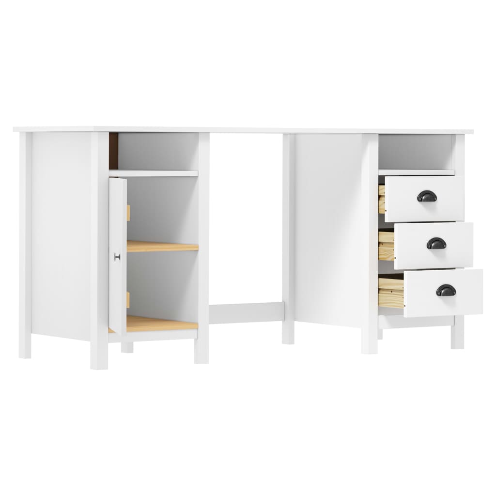 Bureau Hill 150x50x74 cm massief grenenhout wit Bureaus | Creëer jouw Trendy Thuis | Gratis bezorgd & Retour | Trendy.nl