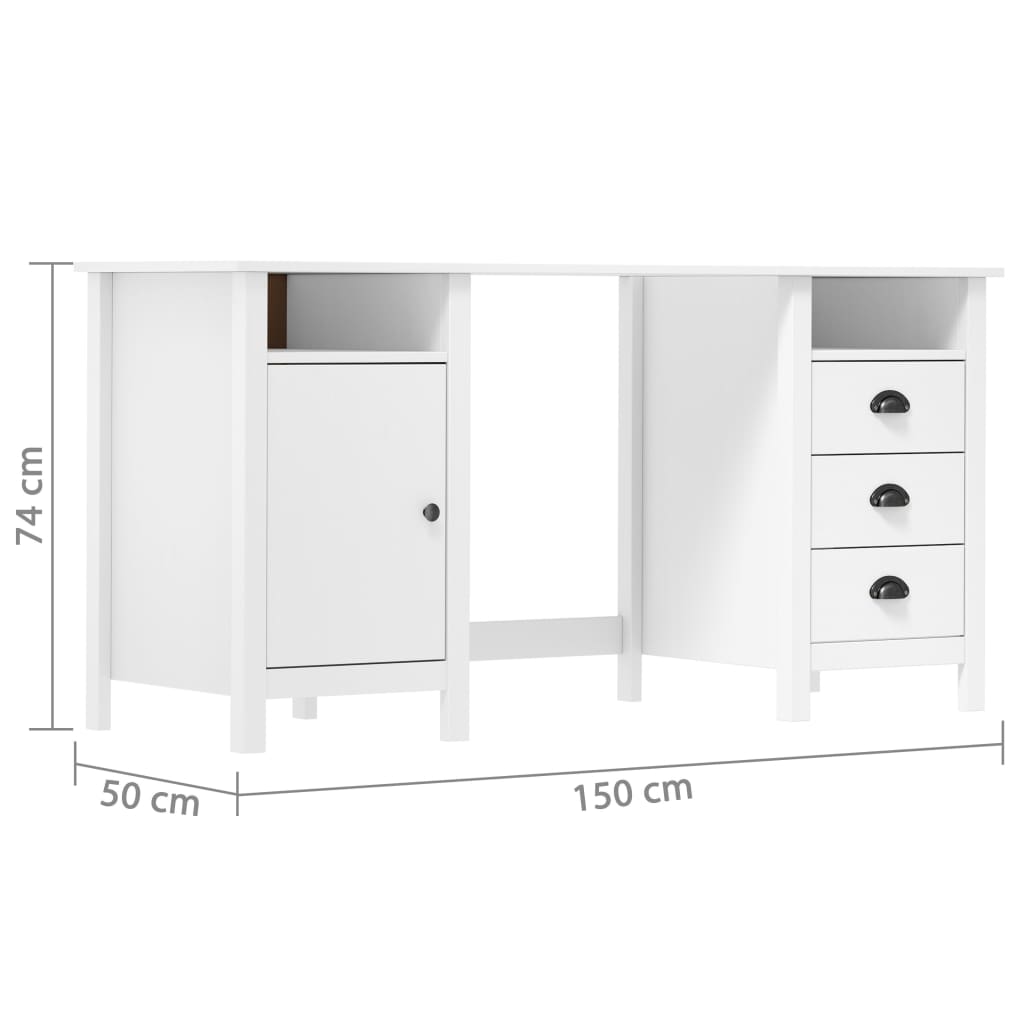 Bureau Hill 150x50x74 cm massief grenenhout wit Bureaus | Creëer jouw Trendy Thuis | Gratis bezorgd & Retour | Trendy.nl